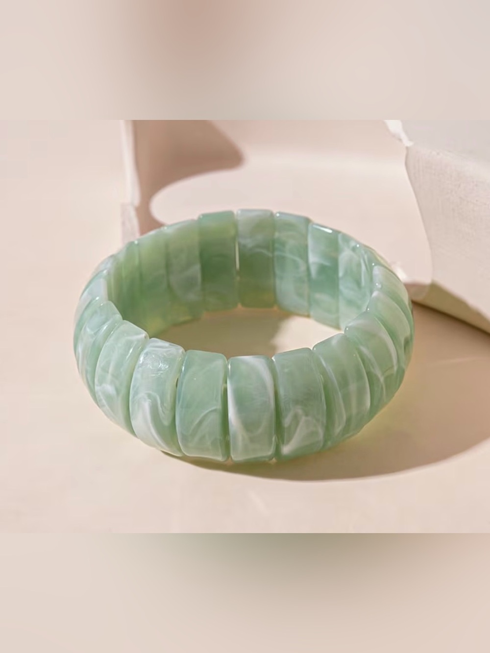 Western Bracelet Light Green Marbled Stretch Bracelet